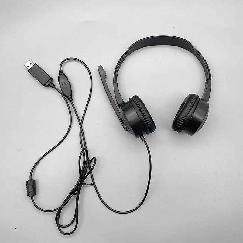 New high quality stereo Comfort-fit Office USB wired headphone with Noise Canceling Mic for PC laptop gamer USB-118