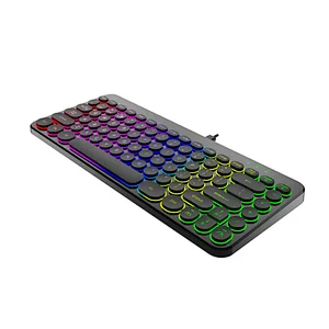 2.4G Wireless Mini Retro keys Gaming Type C rechargeable customized layout Mechanical feel Breathing led light multimedia Keyboard KBLW-002
