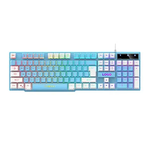 New design 5 kinds lighting Mode Rainbow Backlit Mechanical Feeling USB Wired Gaming Keyboard Black UK US French Spanish Layout