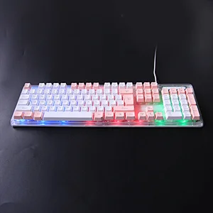 2023 New Private KBL-707T USB wired multimedia Transparent Gaming Backlight Keyboard 3 mixture LED colour gaming keyboards
