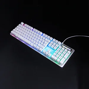 New USB Wired Backlight Gaming Keyboard Transparent Mid-plate Gleaming Laser Keys Gaming Keyboard, KBL-707T