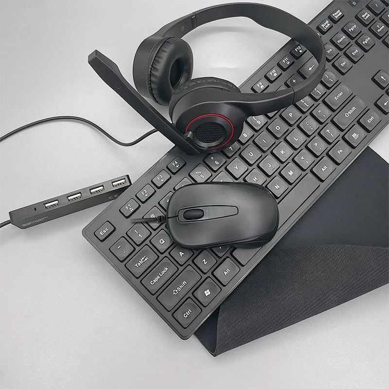 5 in 1 Wired  Keyboard Mouse Headset Mouse Pad HUB Combos For Office And Home  F3