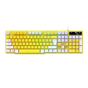 New design 5 kinds lighting Mode Rainbow Backlit Mechanical Feeling USB Wired Gaming Keyboard Black UK US French Spanish Layout