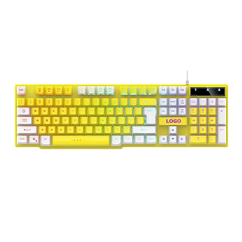 New design 5 kinds lighting Mode Rainbow Backlit Mechanical Feeling USB Wired Gaming Keyboard Black UK US French Spanish Layout