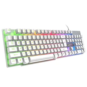 New design 5 kinds lighting Mode Rainbow Backlit Mechanical Feeling USB Wired Gaming Keyboard Black UK US French Spanish Layout