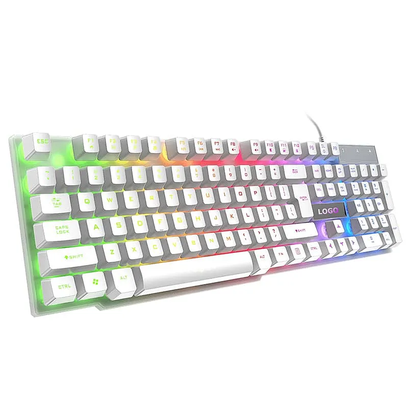 New design 5 kinds lighting Mode Rainbow Backlit Mechanical Feeling USB Wired Gaming Keyboard Black UK US French Spanish Layout
