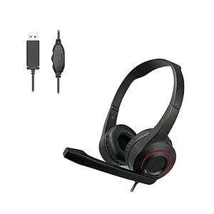 New high quality stereo Comfort-fit Office USB wired headphone with Noise Canceling Mic for PC laptop gamer USB-118