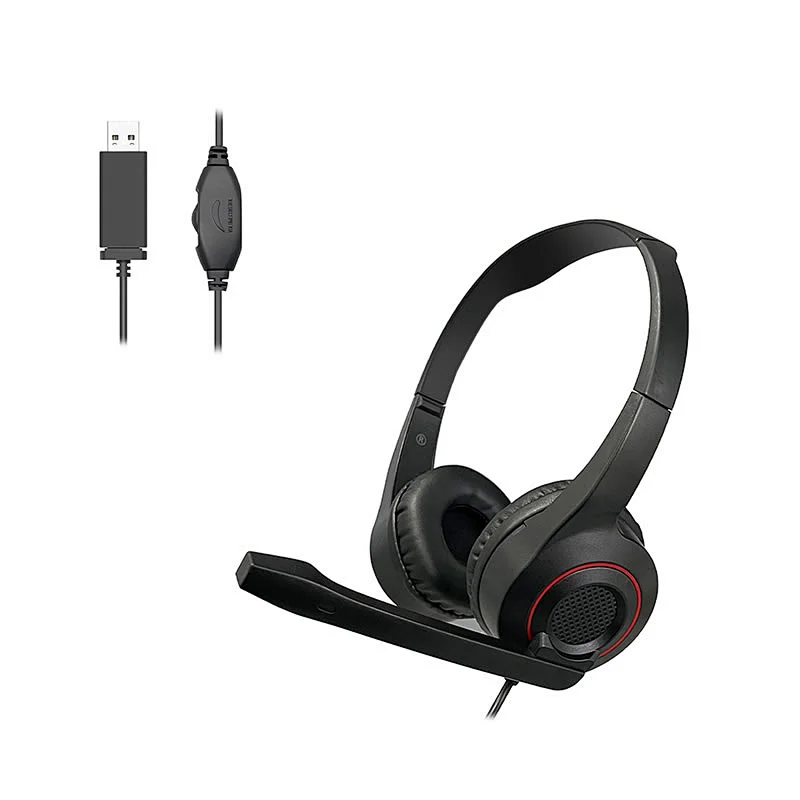 New high quality stereo Comfort-fit Office USB wired headphone with Noise Canceling Mic for PC laptop gamer USB-118