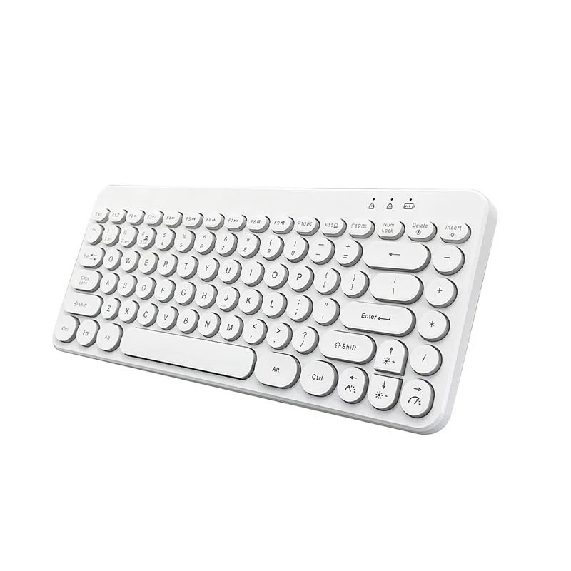 2.4G Wireless Mini Retro keys Gaming Type C rechargeable customized layout Mechanical feel Breathing led light multimedia Keyboard KBLW-002