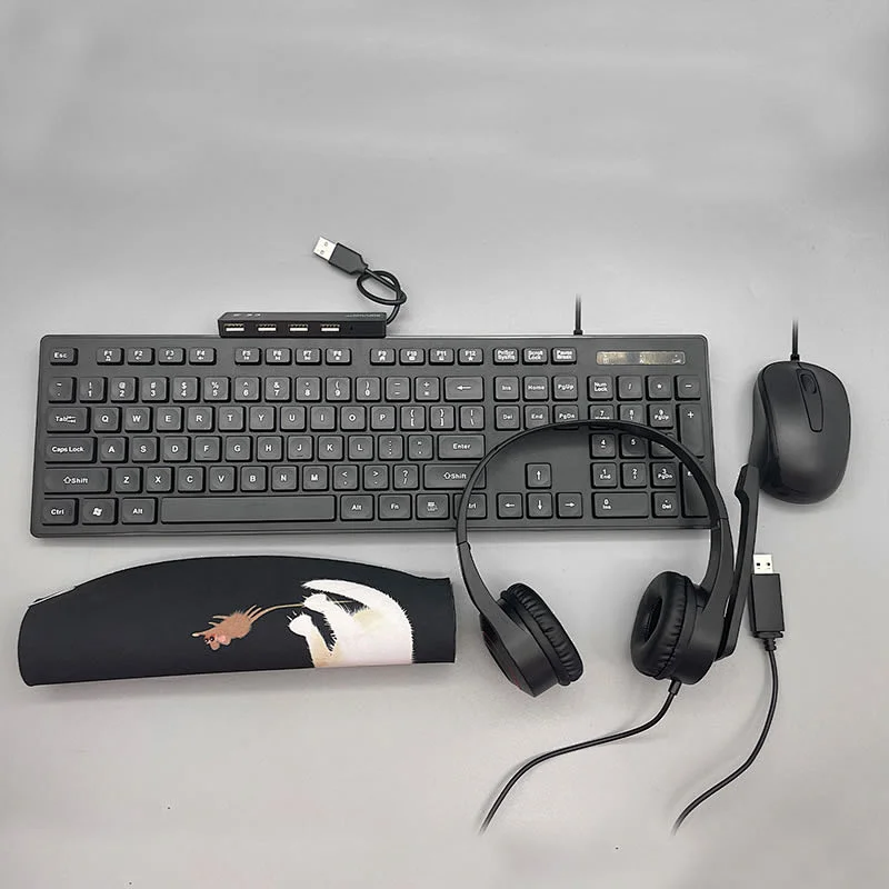 5 in 1 Wired  Keyboard Mouse Headset Mouse Pad HUB Combos For Office And Home  F3