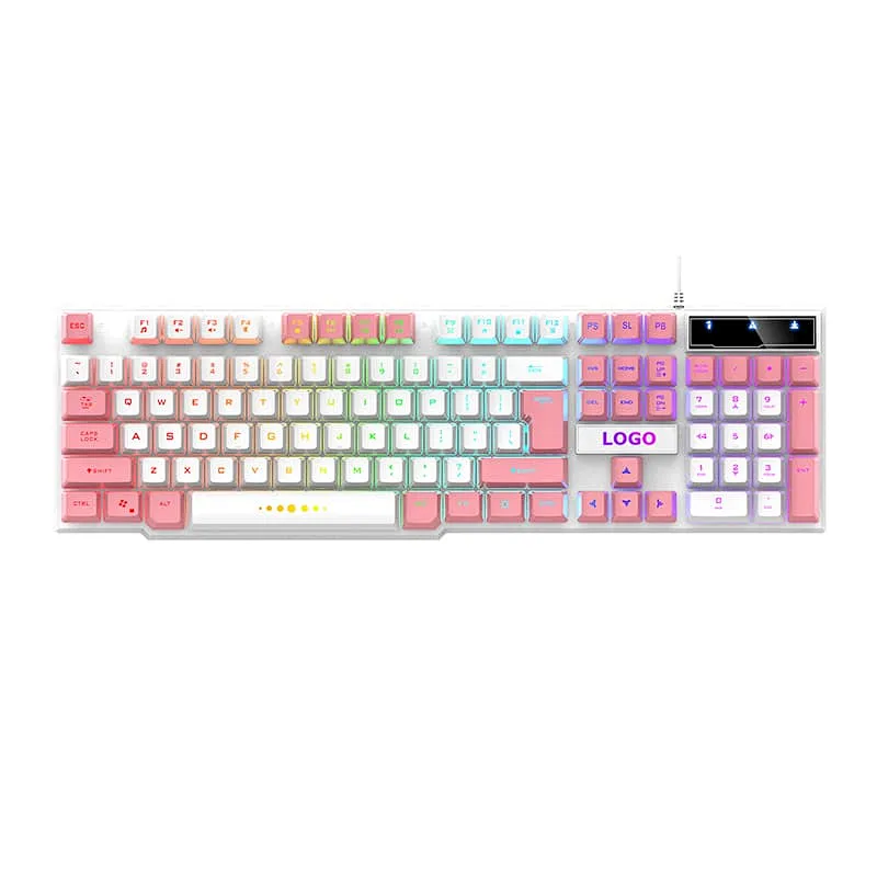 New design 5 kinds lighting Mode Rainbow Backlit Mechanical Feeling USB Wired Gaming Keyboard Black UK US French Spanish Layout