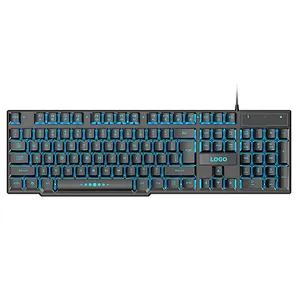 New design 5 kinds lighting Mode Rainbow Backlit Mechanical Feeling USB Wired Gaming Keyboard Black UK US French Spanish Layout