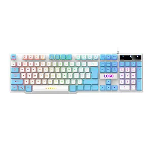 New design 5 kinds lighting Mode Rainbow Backlit Mechanical Feeling USB Wired Gaming Keyboard Black UK US French Spanish Layout