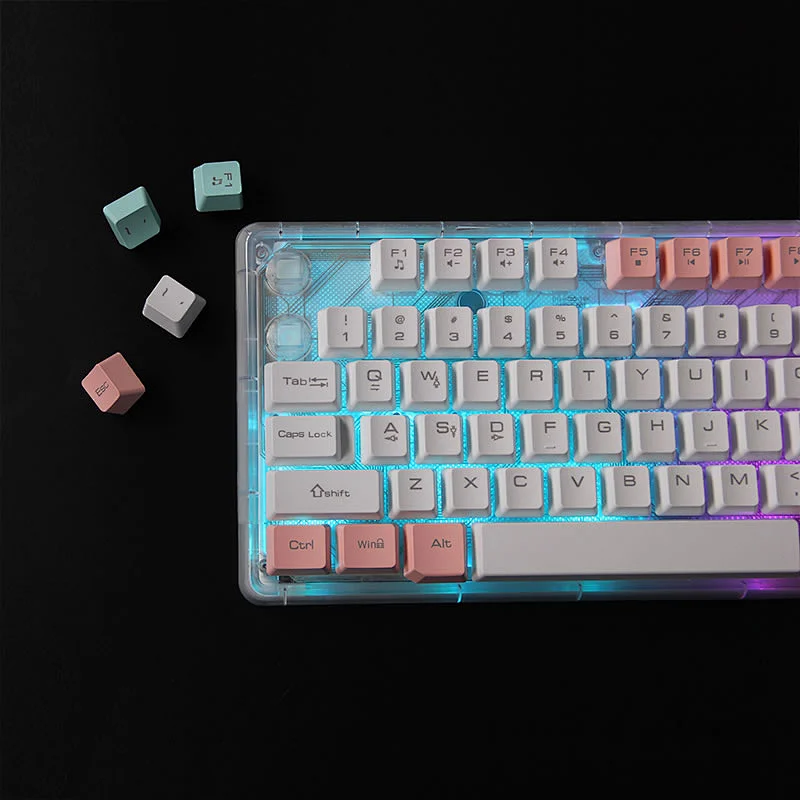 2023 New Private KBL-707T USB wired multimedia Transparent Gaming Backlight Keyboard 3 mixture LED colour gaming keyboards