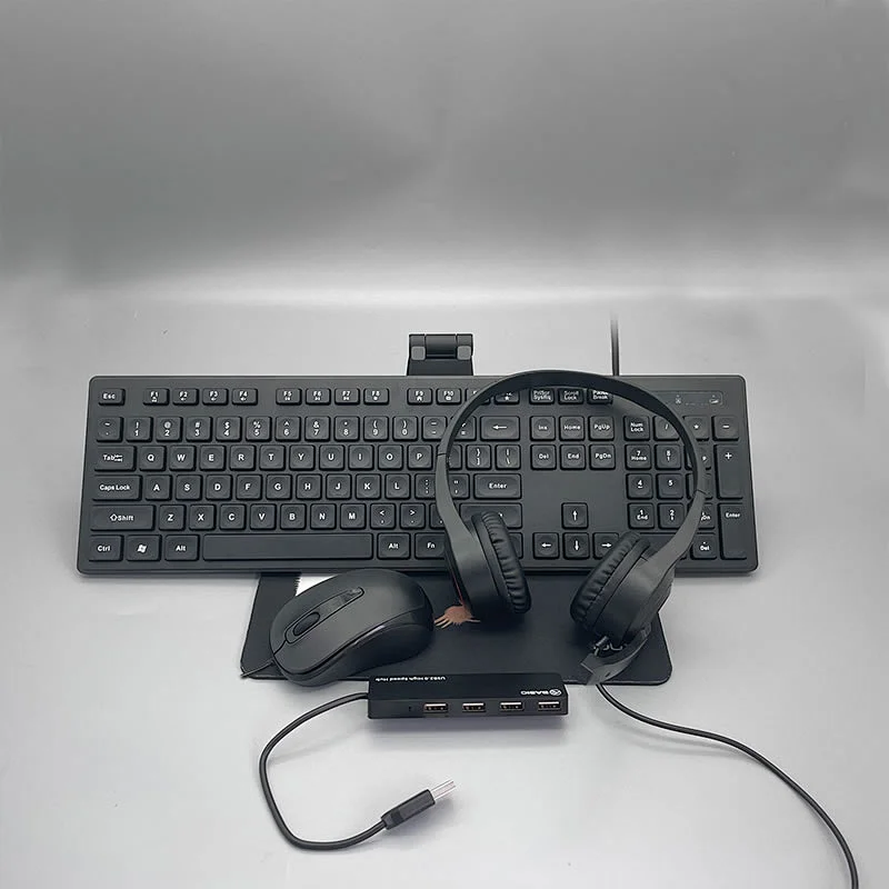 5 in 1 Wired  Keyboard Mouse Headset Mouse Pad HUB Combos For Office And Home  F3