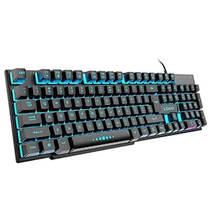New design 5 kinds lighting Mode Rainbow Backlit Mechanical Feeling USB Wired Gaming Keyboard Black UK US French Spanish Layout