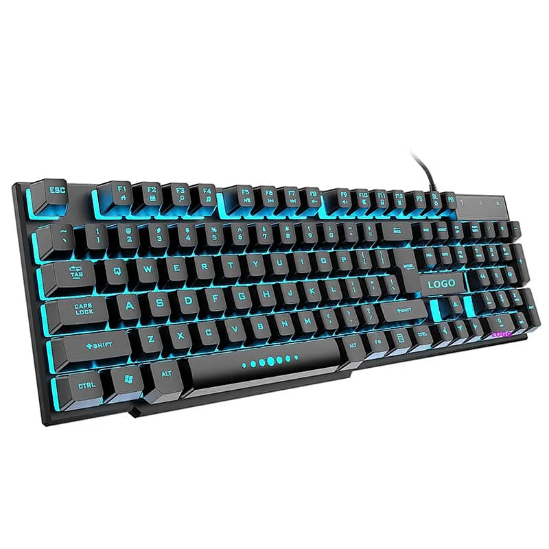 New design 5 kinds lighting Mode Rainbow Backlit Mechanical Feeling USB Wired Gaming Keyboard Black UK US French Spanish Layout