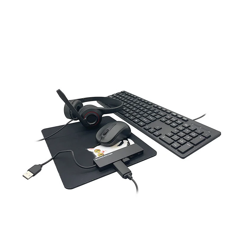 5 in 1 Wired  Keyboard Mouse Headset Mouse Pad HUB Combos For Office And Home  F3