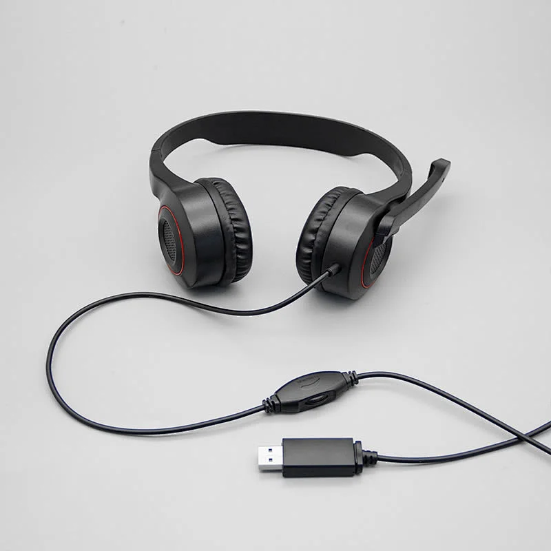New high quality stereo Comfort-fit Office USB wired headphone with Noise Canceling Mic for PC laptop gamer USB-118