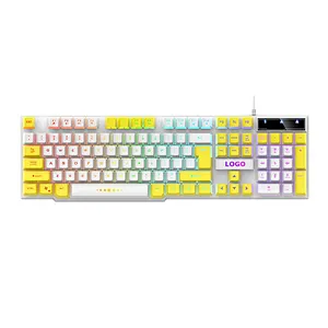 New design 5 kinds lighting Mode Rainbow Backlit Mechanical Feeling USB Wired Gaming Keyboard Black UK US French Spanish Layout