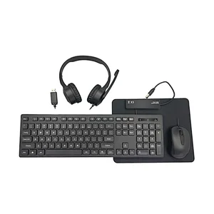 5 in 1 Wired  Keyboard Mouse Headset Mouse Pad HUB Combos For Office And Home  F3