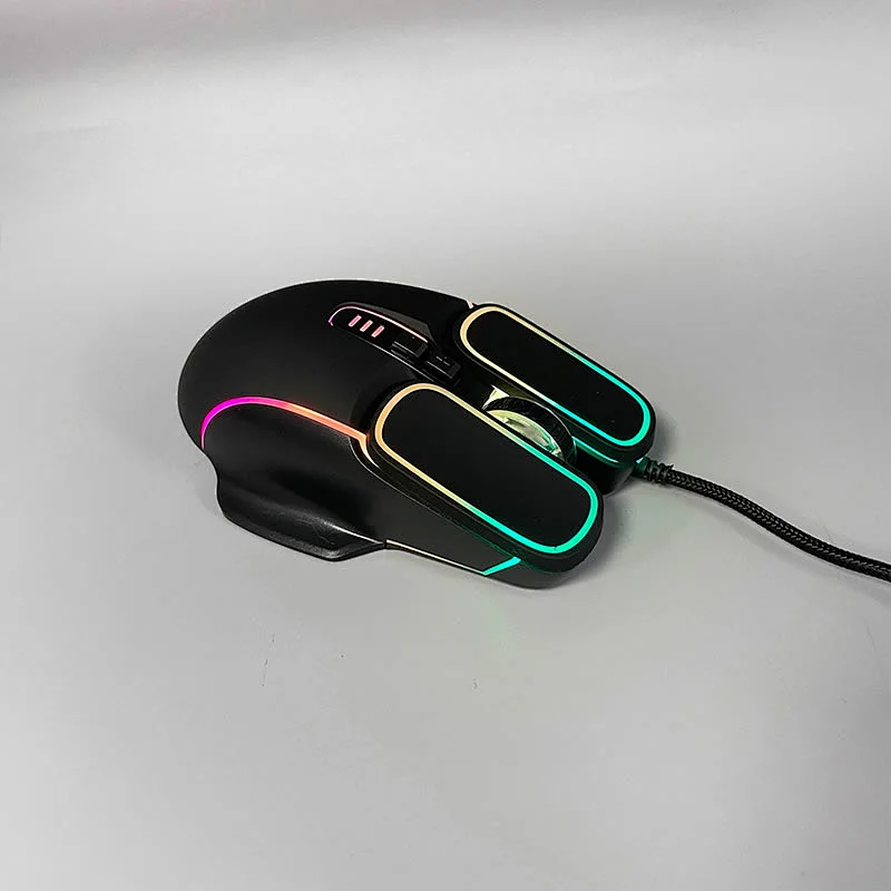 New Unique styling Design 7D Button USB Wired Gaming Backlight Mouse Optical with 7 Colorful Breathing LED Light, GM-183L