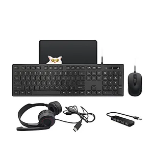 5 in 1 Wired  Keyboard Mouse Headset Mouse Pad HUB Combos For Office And Home  F3