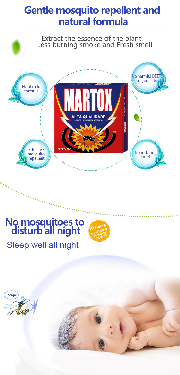Gentle mosquito repellent and natural formula Extract the essence of the plant. Less burning smoke and Fresh smell