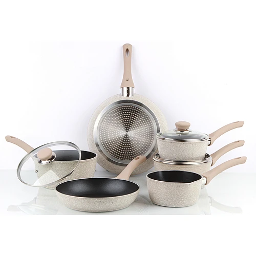 Forged aluminum with pearl marble coating sets