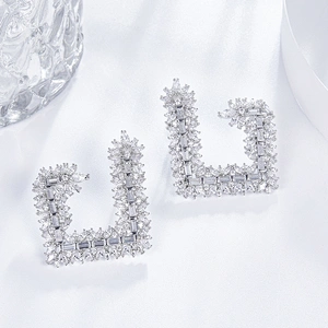 925 silver Earrings jewelry factory,Fashion earrings bling,cooper cz imitation fine jewelry,
