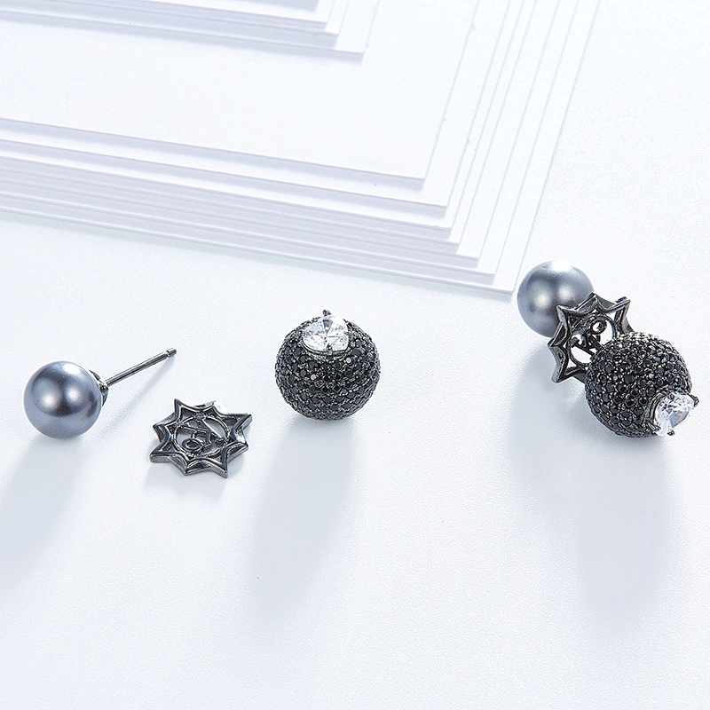 Black CZ Earring Stud,925 silver factory,fashion bling Earrings,