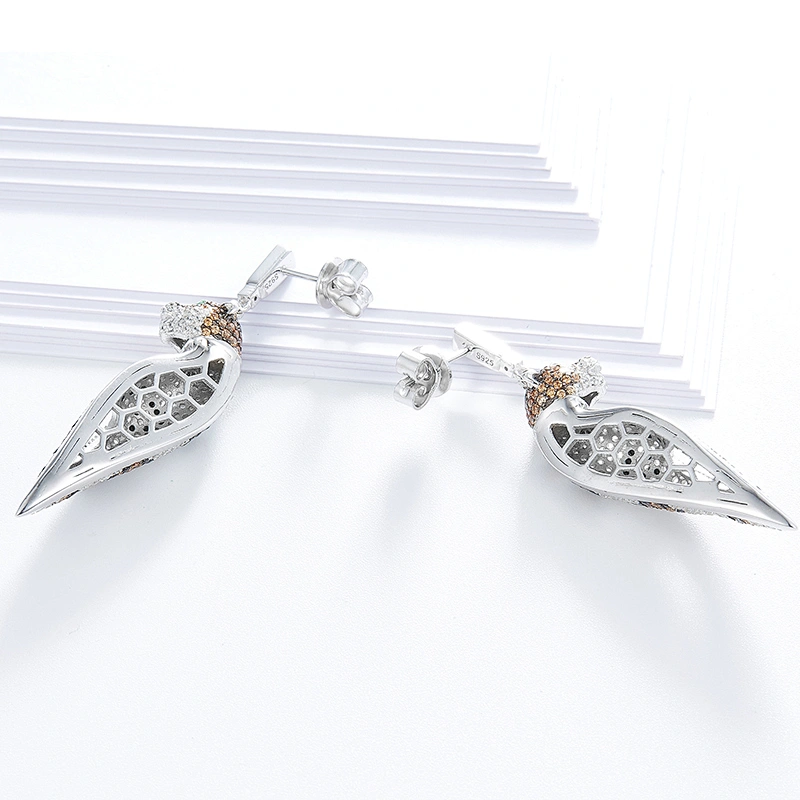 925 silver leopard earrings personality processing custom wholesale jewelry factory,Fashion earrings bling,
