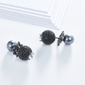 Black CZ Earring Stud,925 silver factory,fashion bling Earrings,