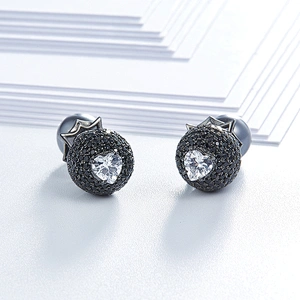 Black CZ Earring Stud,925 silver factory,fashion bling Earrings,