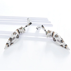 925 silver leopard earrings personality processing custom wholesale jewelry factory,Fashion earrings bling,