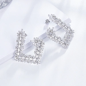 925 silver Earrings jewelry factory,Fashion earrings bling,cooper cz imitation fine jewelry,