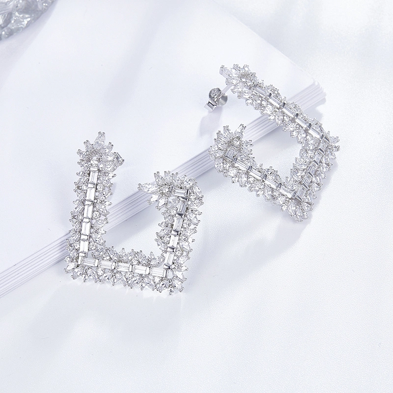 925 silver Earrings jewelry factory,Fashion earrings bling,cooper cz imitation fine jewelry,