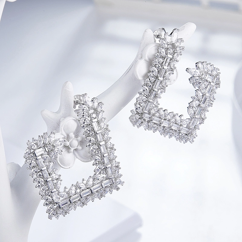 925 silver Earrings jewelry factory,Fashion earrings bling,cooper cz imitation fine jewelry,