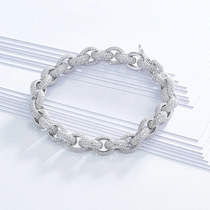 Beautiful super flash 925 pure silver inlay zircon bracelets