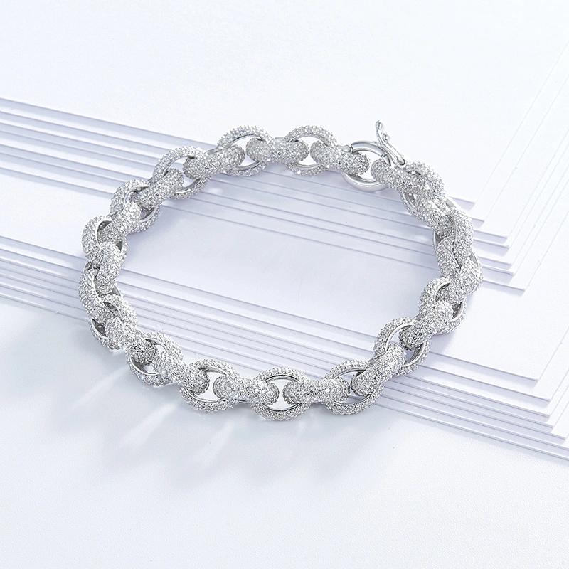 Beautiful super flash 925 pure silver inlay zircon bracelets