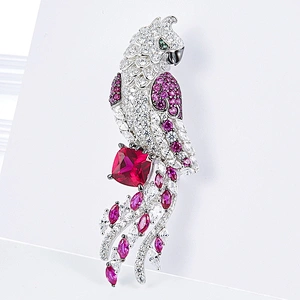 Beautiful parrot brooch, 925 silver jewelry,Wholesale jewelry processing customization