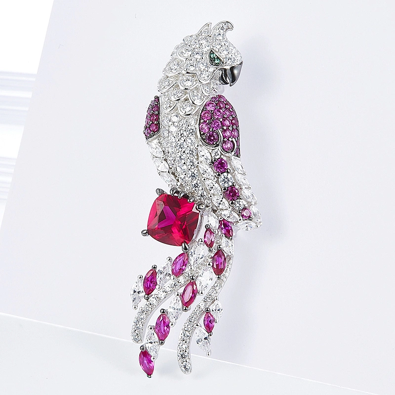 Beautiful parrot brooch, 925 silver jewelry,Wholesale jewelry processing customization