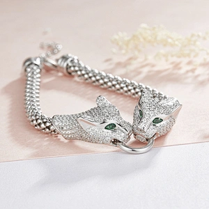 leopard 925 sterling silver bracelet,China's large jewelry factory