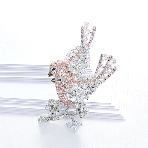925 sterling silver,Shiny bird brooch,Jewelry factory