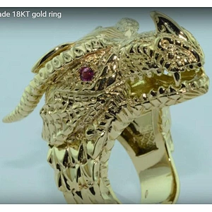 Dragon handmade 18KT gold ring,925 sterling silver ring, inlay zircon