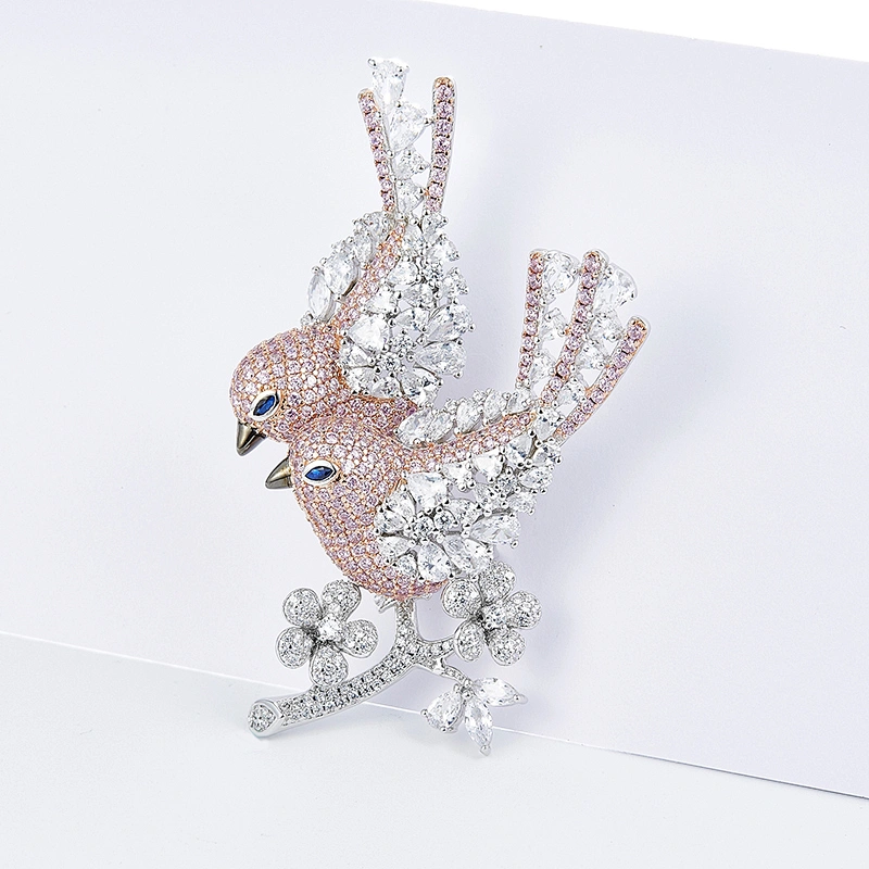 925 sterling silver,Shiny bird brooch,Jewelry factory