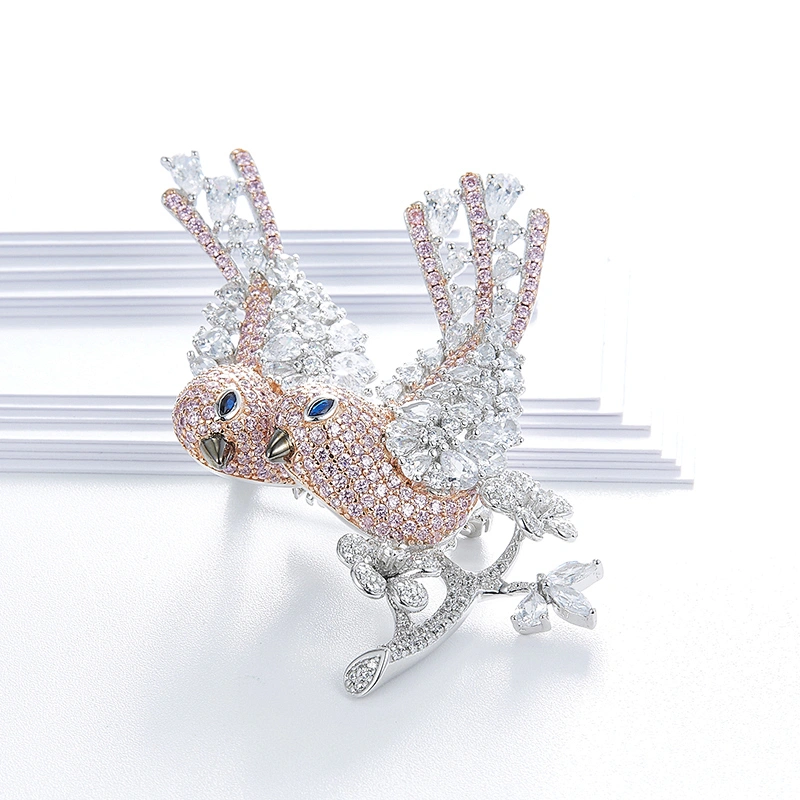 925 sterling silver,Shiny bird brooch,Jewelry factory
