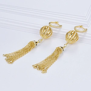 925 silver ball tassel zircon earrings,fashion costume jewelry,gold earrings,drop earrings,