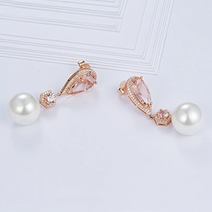 crystal earrings,925 silver pearl zircon earrings,cooper cz imitation fine jewelry