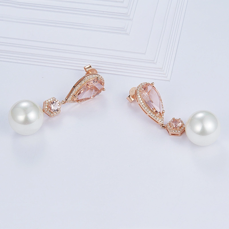 crystal earrings,925 silver pearl zircon earrings,cooper cz imitation fine jewelry